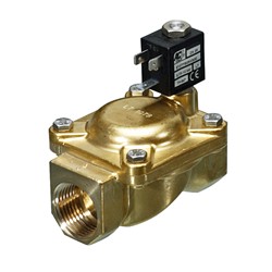 3/8" BSP - 2-way normally closed brass servo assisted solenoid valve - 12mm orifice NBR seal