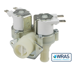Single Inlet Double Outlet Water Solenoid Valve - 3/4" BSP male inlet, double 10.5-mm dia hosetail outlet 240V AC