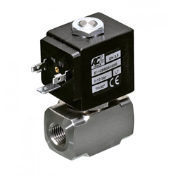 1/2" BSP Normally closed stainless steel solenoid valve - 5.2 mm orifice FPM seal - DC voltages only 
