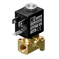 1/8" BSP 2 way direct acting latching brass solenoid valve - 1.5 mm orifice FPM seal - DC voltage only 