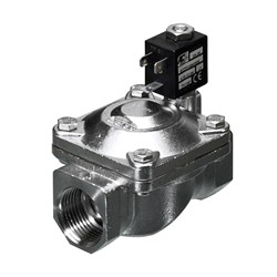 1/2" BSP - 2-way normally closed S.Steel assisted lift solenoid valve - 12mm orifice FPM seal - DC voltages only