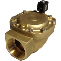1¼" BSP - 2-way normally open brass servo assisted solenoid valve - 37mm orifice NBR seal 