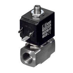 1/4" BSP 3 way normally closed direct acting solenoid valve - 2.5 mm orifice FPM seal 