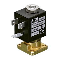 Flange 25 - 3 way normally closed direct acting solenoid valve -  1.2mm orifice NBR seal 