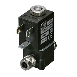 6mm spiggot - 3-way normally closed direct acting solenoid valve - 1.5mm orifice FPM seal - 24V DC