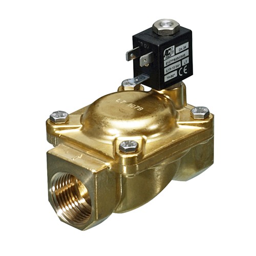 1" BSP - 2-way normally closed brass servo assisted solenoid valve